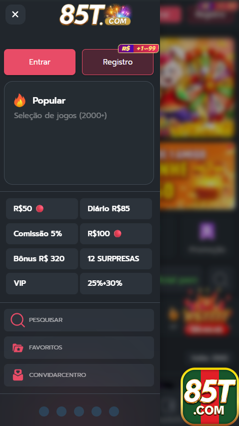 APP exclusivo da 85t.com para mobile