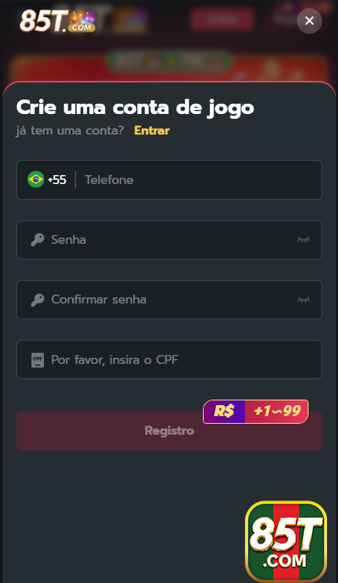 Login exclusivo na 85t.com